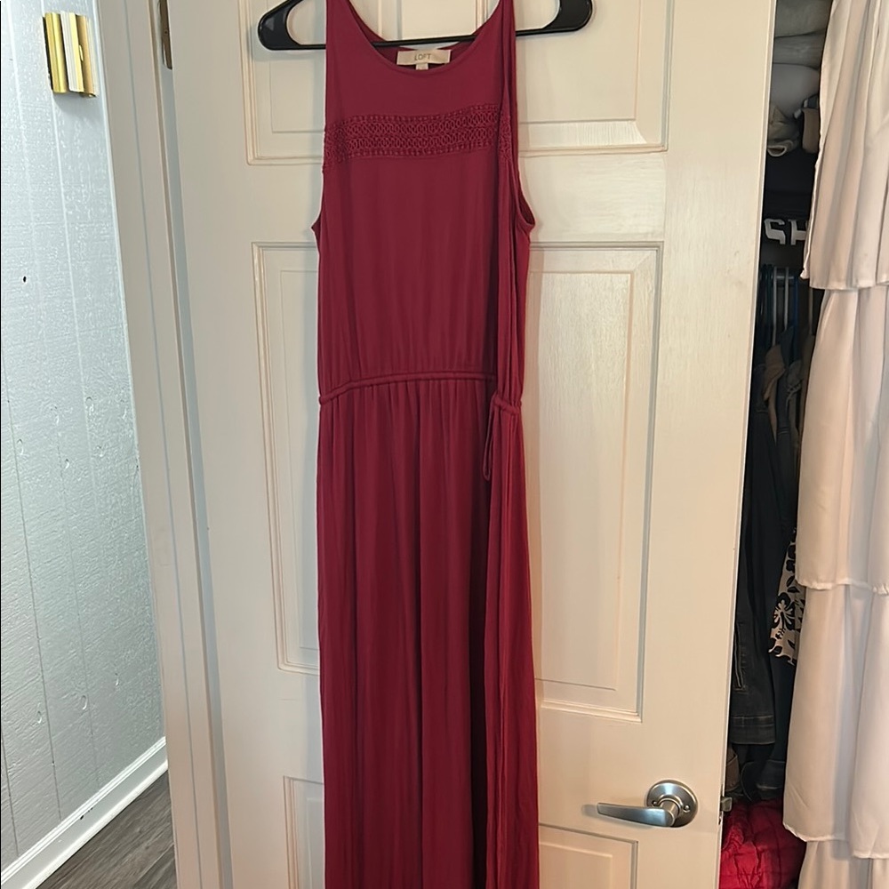 LOFT Red Halter Maxi Dress